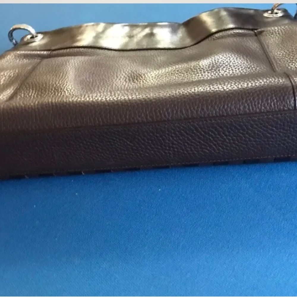 Brighton Handbag, Slim Brown Large Envelope Leather Shoulder Bag, Pre-owned - Picture 4 of 5
